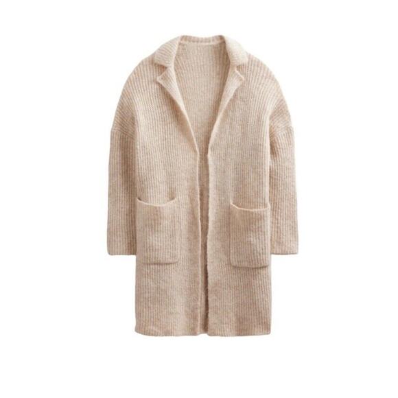 Boden Womens Fluffy Ribbed Wool Mohair Blend Duster Coatigan Size S NWT in Oat - Picture 3 of 8